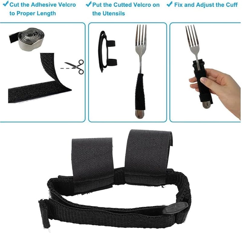 حامل أدوات المائدة القابل للتعديل المضاد للانزلاق من البوليستر للمساعدة في تناول الطعام المستقل - Image 5